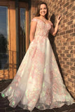 Luxury Off the Shoulder Sweetheart Pink Lace Appliques Prom Dress with STI15652