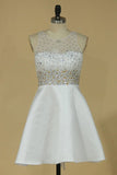 2024 A Line Scoop Open Back Homecoming Dresses Beaded Bodice P6KQ29DZ