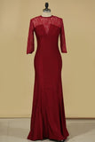 2024 Scoop Mid-Length Sleeves Prom Dresses Mermaid P9TC3RLB