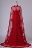 2024 Lace Prom Dresses Mermaid Sweetheart With Beading And P184XKK3
