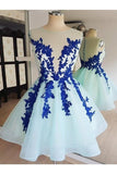 Short Lace Tulle Prom Dresses Short Blue Lace Homecoming P1C2BZZX