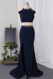 2024 Two-Piece Scoop Prom Dresses Mermaid Spandex With Beads PZ97KRTR