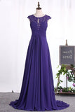 2024 Scoop Prom Dresses A Line Chiffon With PCQMPYPY