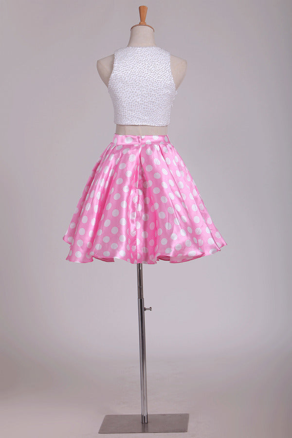 2024 Scoop Prom Dresses Floral Prints With Pearls Short/Mini PQAZDDBY