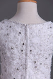 2024 Bateau A Line Flower Girl Dresses With Applique & Beads PYXKC1EA