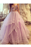 2024 Two Pieces Sweetheart Prom Dresses Tulle PCM6K2TB