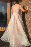Luxury Off the Shoulder Sweetheart Pink Lace Appliques Prom Dress with STI15652