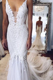2024 Wedding Dresses Mermaid Spaghetti Straps Tulle With Applique PFELZQT7