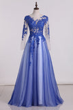 2024 See-Through Prom Dresses Scoop Long Sleeves Tulle With PQHF8ZZC