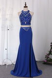 2024 Two-Piece Scoop Spandex With Beads And Slit Prom PGGA8K9M