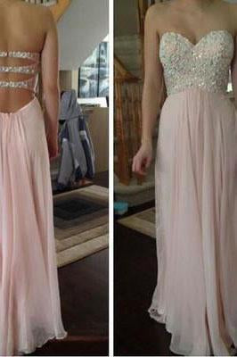 Pink prom Dress charming Prom Dresses Long prom Dress backless prom dress Party dress