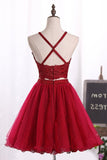 2024 Two-Piece Spaghetti Straps Homecoming Dresses A Line Tulle P7H21DJ5