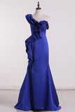 2024 One Shoulder Evening Dresses Mermaid Satin P81TCGFX