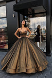 Ball Gown Sweetheart Brown Long Strapless Beads Sleeveless Quinceanera Dresses