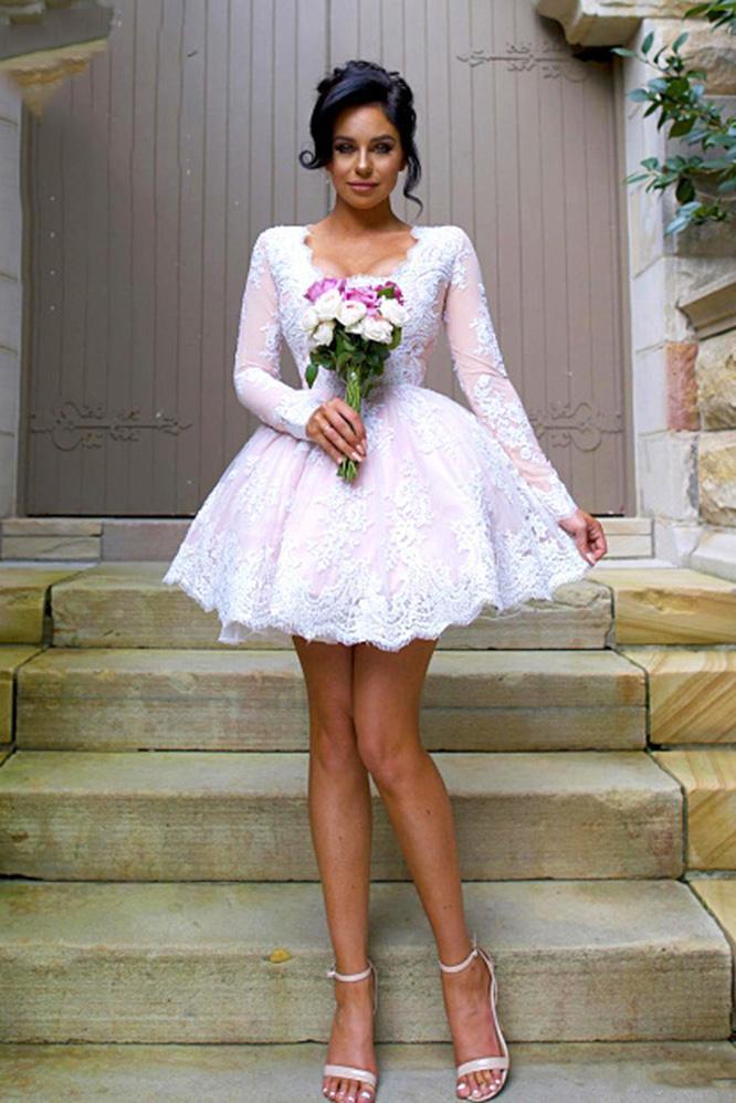Mismatched Different Styles Pink Lace Appliques Bridesmaid Dresses Homecoming Dresses