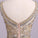Blush Pink Cap Sleeve Chiffon Beads Round Neck Open Back Long Prom Dresses