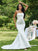 Trumpet/Mermaid Satin Ruched Strapless Sleeveless Sweep/Brush Train Wedding Dresses TPP0006371