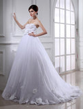 Ball Gown Beading Hand-made Flower Strapless Sleeveless Long Organza Wedding Dresses TPP0006944