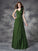 A-line/Princess V-neck Hand-Made Flower Sleeveless Long Chiffon Bridesmaid Dresses TPP0005771
