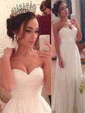 A-Line/Princess Sweetheart Sleeveless Chiffon Ruffles Floor-Length Wedding Dresses TPP0006606