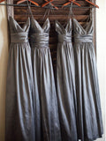 A-Line/Princess Spaghetti Straps Sleeveless Floor-Length Taffeta Bridesmaid Dresses TPP0005317