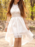 A-Line/Princess Chiffon Ruched Halter Asymmetrical Sleeveless Wedding Dresses TPP0006766