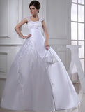 Ball Gown Beading Sleeveless Straps Long Satin Wedding Dresses TPP0006848