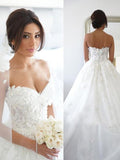 Ball Gown Tulle Applique Sweetheart Sleeveless Sweep/Brush Train Wedding Dresses TPP0006520