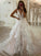 A-Line/Princess Tulle V-neck Sleeveless Applique Sweep/Brush Train Wedding Dresses TPP0005921