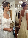 A-Line/Princess Sweetheart Floor-Length Sleeveless Lace Tulle Wedding Dresses TPP0006229