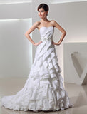 Beading A-Line/Princess Long Sweetheart Sleeveless Taffeta Wedding Dresses TPP0006907
