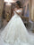 A-Line/Princess Off-the-Shoulder Sleeveless Sweep/Brush Train Applique Tulle Wedding Dresses TPP0006294
