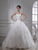 Ball Gown Beading Sweetheart Sleeveless Organza Wedding Dresses TPP0006888