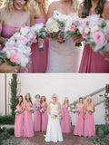 A-Line/Princess Sleeveless Sweetheart Floor-Length Chiffon Bridesmaid Dresses TPP0005776