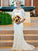 Sheath/Column Lace Ruched Scoop 1/2 Sleeves Sweep/Brush Train Wedding Dresses TPP0006705