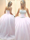 Ball Gown Sleeveless Sweetheart Beading Floor-Length Tulle Dresses TPP0002052