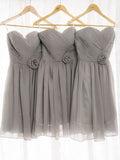 A-Line/Princess Sweetheart Sleeveless Chiffon Short/Mini Bridesmaid Dresses TPP0005579