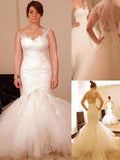 Trumpet/Mermaid Floor-Length Sleeveless Tulle Straps Wedding Dresses TPP0006681