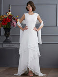 Sheath/Column Bateau Sleeveless Lace High Low Chiffon Mother of the Bride Dresses TPP0007129