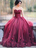 Ball Gown Sleeveless Sweetheart Applique Floor-Length Tulle Dresses TPP0001811