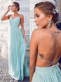 A-Line Spaghetti Straps Sleeveless Floor-Length With Ruched Chiffon Dresses TPP0002142