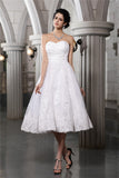 A-Line/Princess Sweetheart Sleeveless Beading Applique Short Taffeta Wedding Dresses TPP0006732