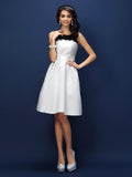 Sheath/Column Bateau Lace Sleeveless Short Satin Bridesmaid Dresses TPP0005661