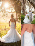 Trumpet/Mermaid Sweetheart Sleeveless Court Train Tulle Wedding Dresses TPP0006709