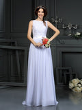 A-Line/Princess Scoop Lace Sleeveless Long Chiffon Wedding Dresses TPP0006840