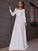 A-Line/Princess Stretch Crepe Ruffles Long Sleeves Square Sweep/Brush Train Wedding Dresses TPP0006452