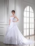 Ball Gown Beading Sleeveless Long Satin Organza Wedding Dresses TPP0006759