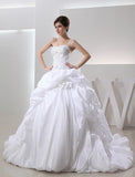 Ball Gown Beading Sleeveless Long Taffeta Wedding Dresses TPP0006852