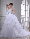Ball Gown Beading Sweetheart Sleeveless Long Organza Wedding Dresses TPP0006658