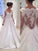 Ball Gown V-neck Long Sleeves Lace Court Train Satin Wedding Dresses TPP0005902